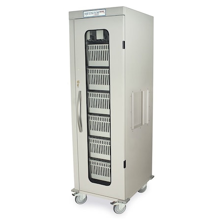 Harloff Single Column Medical Storage Cart, Glass Door, Key Lock MSPM81-00GK